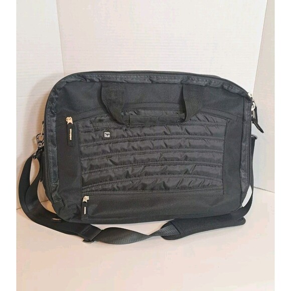 Ogio Multi Zip Messenger Laptop Black Bag Utility Travel Storage Pockets 18"x12" - Picture 5 of 13